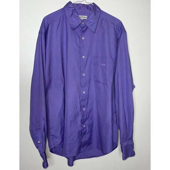 Emporio Armani Orange Collared Button Down Long Sleeves  Top